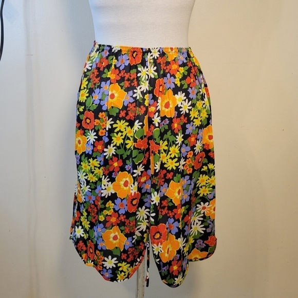 VTG 90's Gossard Artemis Womens M Short Bright Floral Scalloped Hem Skirt Slip - Picture 3 of 9